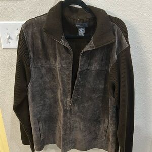 Marc Edward's brown suede/ polyester sweater jacket large